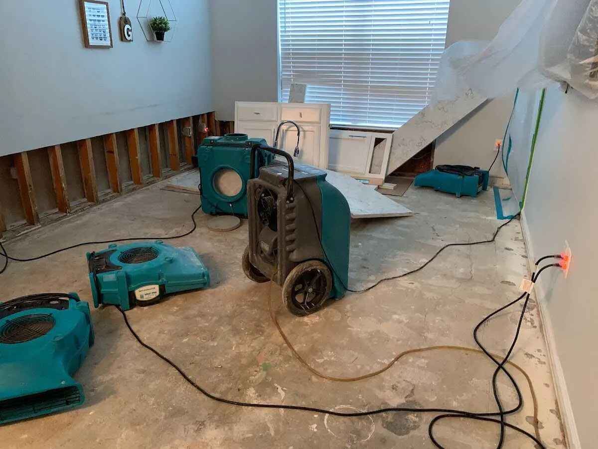 Dehumidifier in flood-cut room for Water Extraction & Removal in Webster